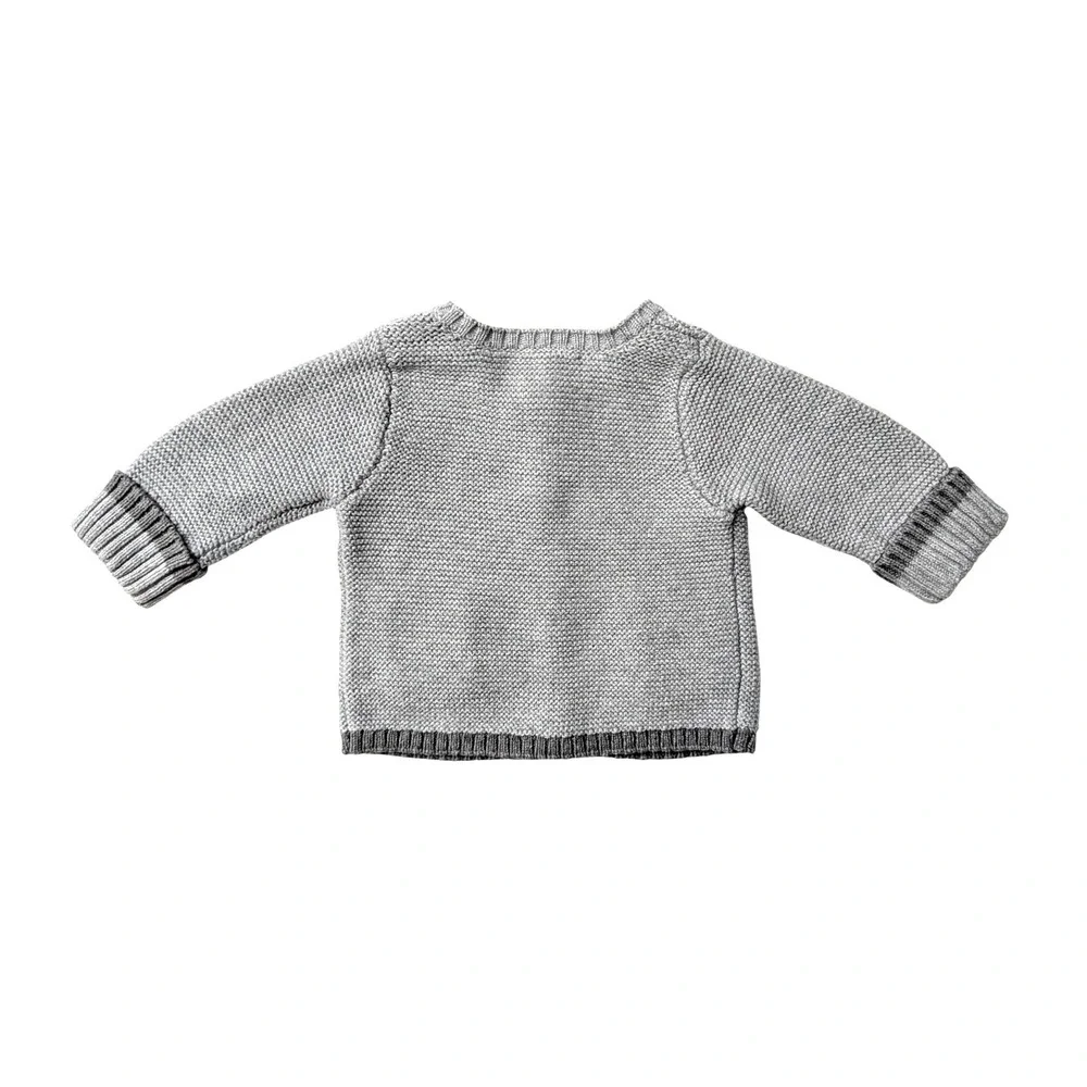 Jacadi Paris Gray Knit Cardigan Cotton Cashmere Sweater Pockets Baby Gift 1M